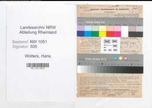 Entnazifizierung Hans Wolters , geb. 07.12.1907 (Schneider)