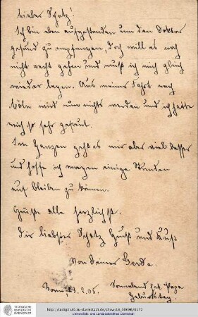 Postkarte vom 23.02.1905