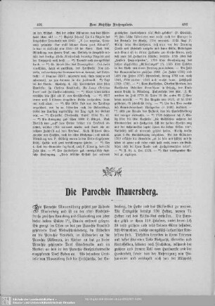 Die Parochie Mauersberg