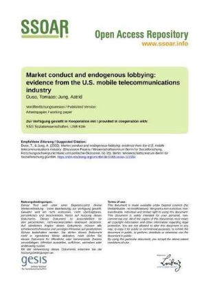 Market conduct and endogenous lobbying: evidence from the U.S. mobile telecommunications industry