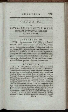 Caput VI. De natura et proprietatibus linearum curvarum inprimis conicarum.