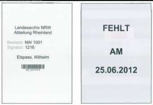 Entnazifizierung Wilhelm Elspass, geb. 24.12.1883 (Handwerker)