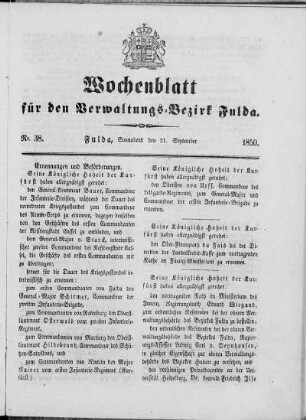 Nr. 38, Ausgabe vom 21. September 1850