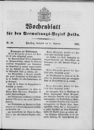Nr. 38, Ausgabe vom 21. September 1850