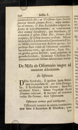 242-252, De Offertorio. Dicto Symbolo, si quidem juxta Rubricam ...