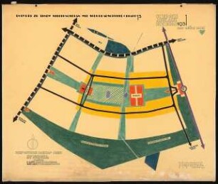 Siedlungsplan mit Schulhausgruppe Schinkelwettbewerb 1931: Schematischer Lageplan 1:4000