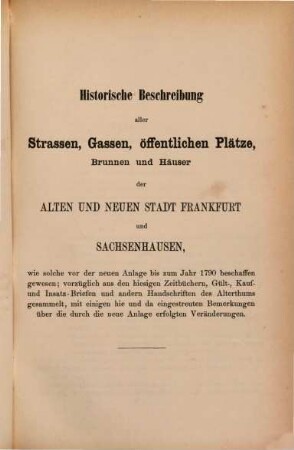 Oertliche Beschreibung der Stadt Frankfurt am Main, 2. Die Beschreibung der Altstadt und zwar des östlichen und nördlichen Theils der Oberstadt
