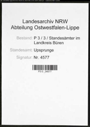 Sterberegister Standesamt Upsprunge