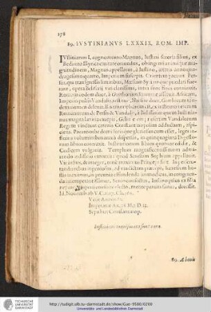 89. Iustinianus LXXXIX. Rom. Imp.