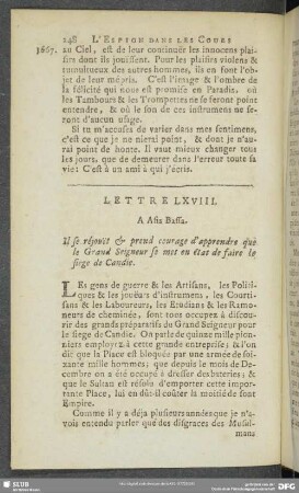 Lettre LXVIII. A Asis Bassa