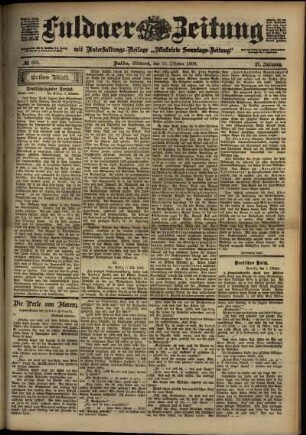 Erste Ausgabe vom Mittwoch, den 10. Oktober 1900.
