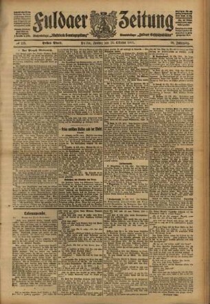 Erste Ausgabe vom Freitag, den 13. Oktober 1911.