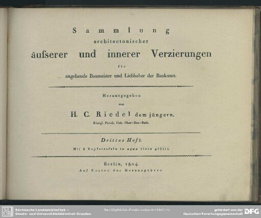 3: Sammlung architectonischer äusserer und innerer Verzierungen für angehende Baumeister und Liebhaber der Baukunst