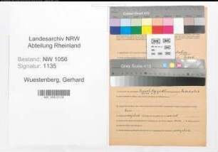 Entnazifizierung Gerhard Wuestenberg , geb. 05.09.1890 (Arbeiter)