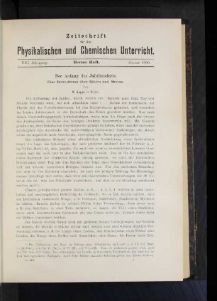 Der Anfang des Jahrhunderts. Eine Betrachtung über Zählen und Messen.