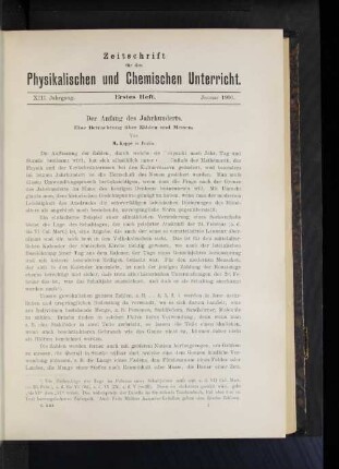 Der Anfang des Jahrhunderts. Eine Betrachtung über Zählen und Messen.