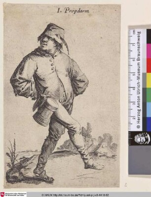 [Ein tanzender Bauer mit Krug und Messer; Peasant doing a jig]