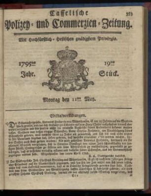 19tes Stueck, Montag den 11ten May 1795