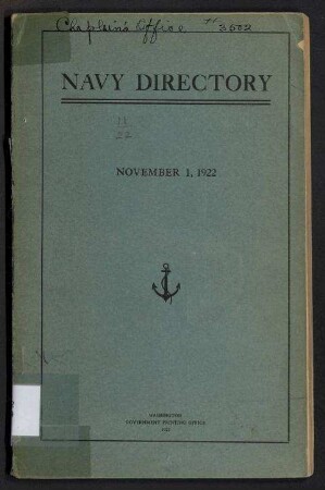 Navy Directory - Officers of the United States Navy and Marine Corps, November 1, 1922.