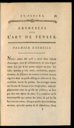 Exercices Sur L'Art De Penser