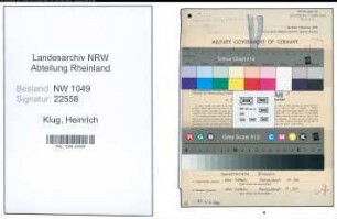 Entnazifizierung Heinrich Klug , geb. 15.02.1905 (Techniker)