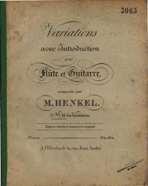 Variations, 19. Variations avec introduction : pour flûte et guitarre