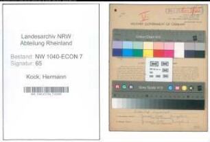 Entnazifizierung Hermann Kock , geb. 28.05.1910 (Baecker)