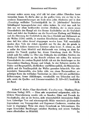 Mader, Richard E. ; Katschinski, Claus :: Cuxhaven : Hamburg, Christians, 1975
