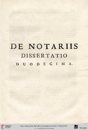 Dissertatio duodecima: De Notariis