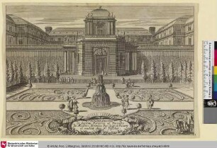 [Jardin d'un palais, avec unse fontaine en son centre]