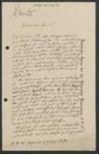 Brief von August Kanitz an Unbekannt
