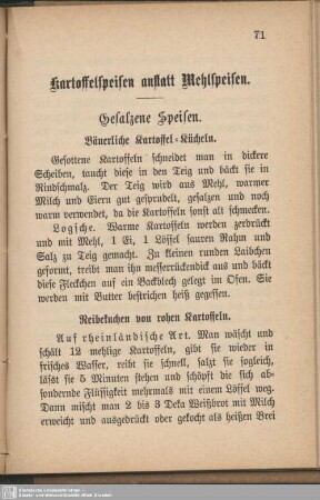 Kartoffelspeisen anstatt Mehlspeisen