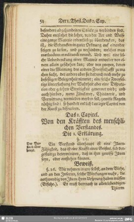 Das 2. Capitel. Von den Kräfften des menschlichen Verstandes