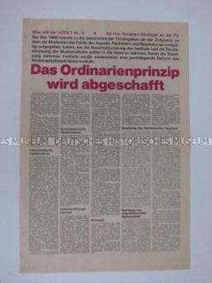 Sonderdruck des ASTA der FU Berlin zur Reform des Studienbetriebes