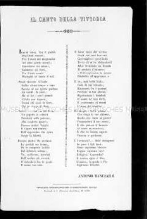 Flugblatt: Il canto della vittoria (Siegeshymne); undatiert