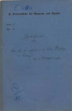 Patent des Ludwig Müller in Reutlingen auf eine Nudelschneidmaschine