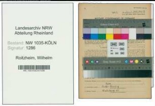Entnazifizierung Wilhelm Roitzheim , geb. 02.02.1895 (Grubenarbeiter)