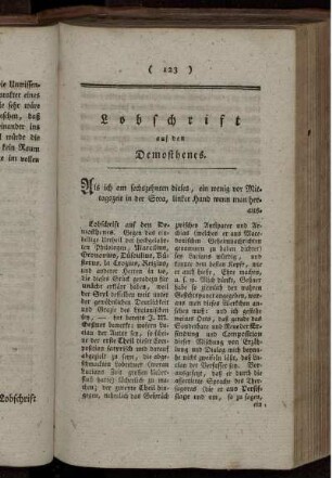 Lobschrift auf den Demosthenes