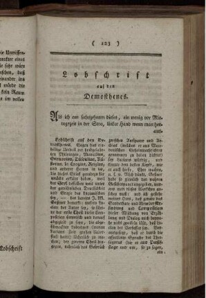Lobschrift auf den Demosthenes