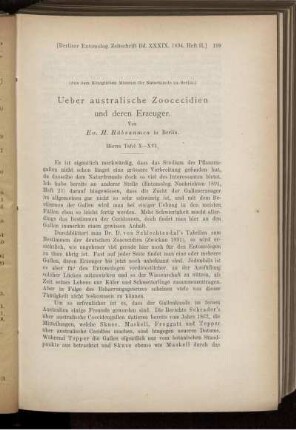 Ueber australische Zoocecidien und deren Erzeuger.