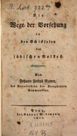 Die Wege der Vorsehung in den Schicksalen des jüdischen Volkes
