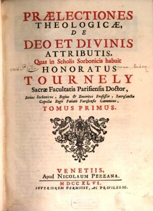 Praelectiones Theologicae, De Deo Et Divinis Attributis