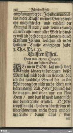 Eilffter Theil. Von den letzten Dingen