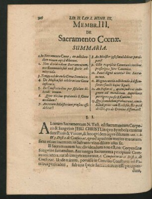 Membr. III. De Sacramento Coenae.