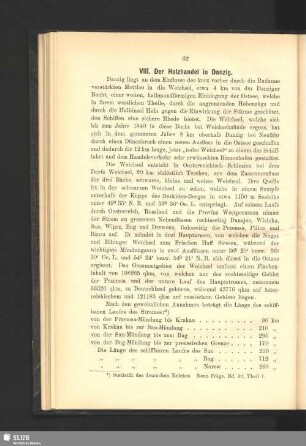 VIII. Der Holzhandel in Danzig