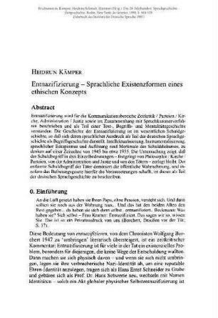 Entnazifizierung - Sprachliche Existenzformen eines ethischen Konzepts