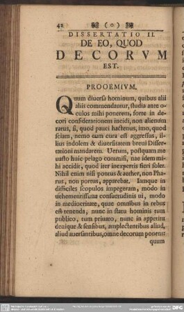 Dissertatio II. De Eo, Quod Decorum Est