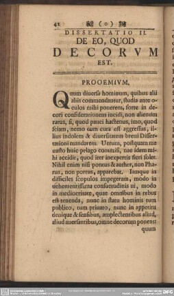 Dissertatio II. De Eo, Quod Decorum Est