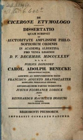 De Cicerone etymologo