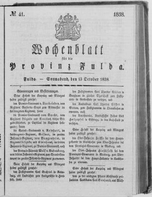 Nr. 41, Ausgabe vom 13. Oktober 1838